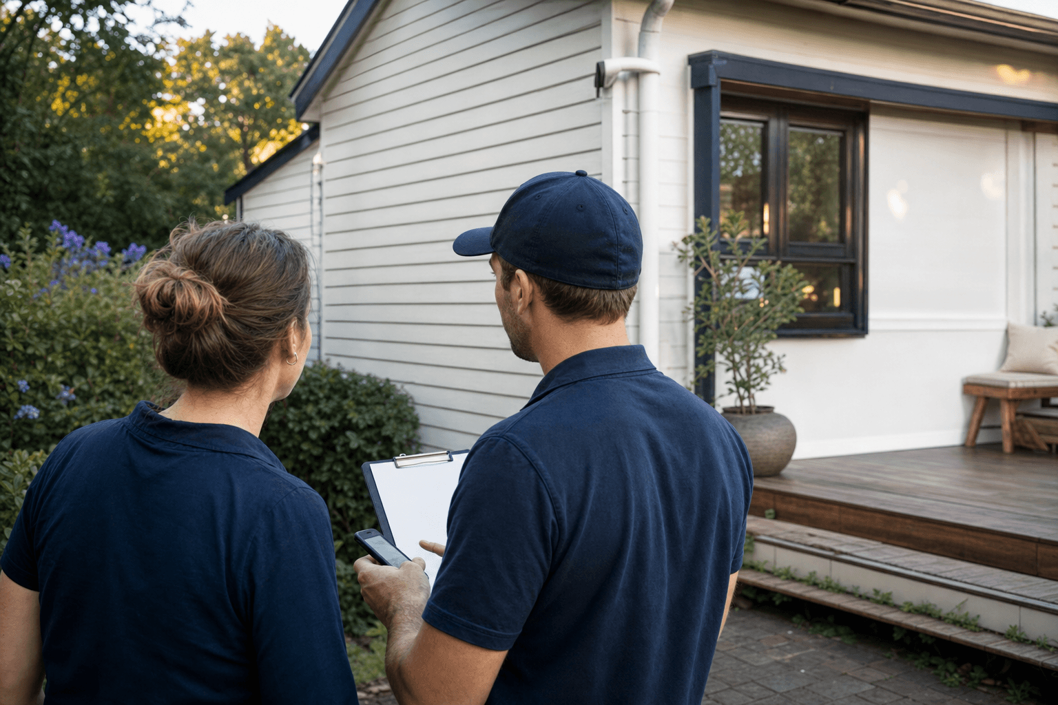 A landlord reviewing a property maintenance plan